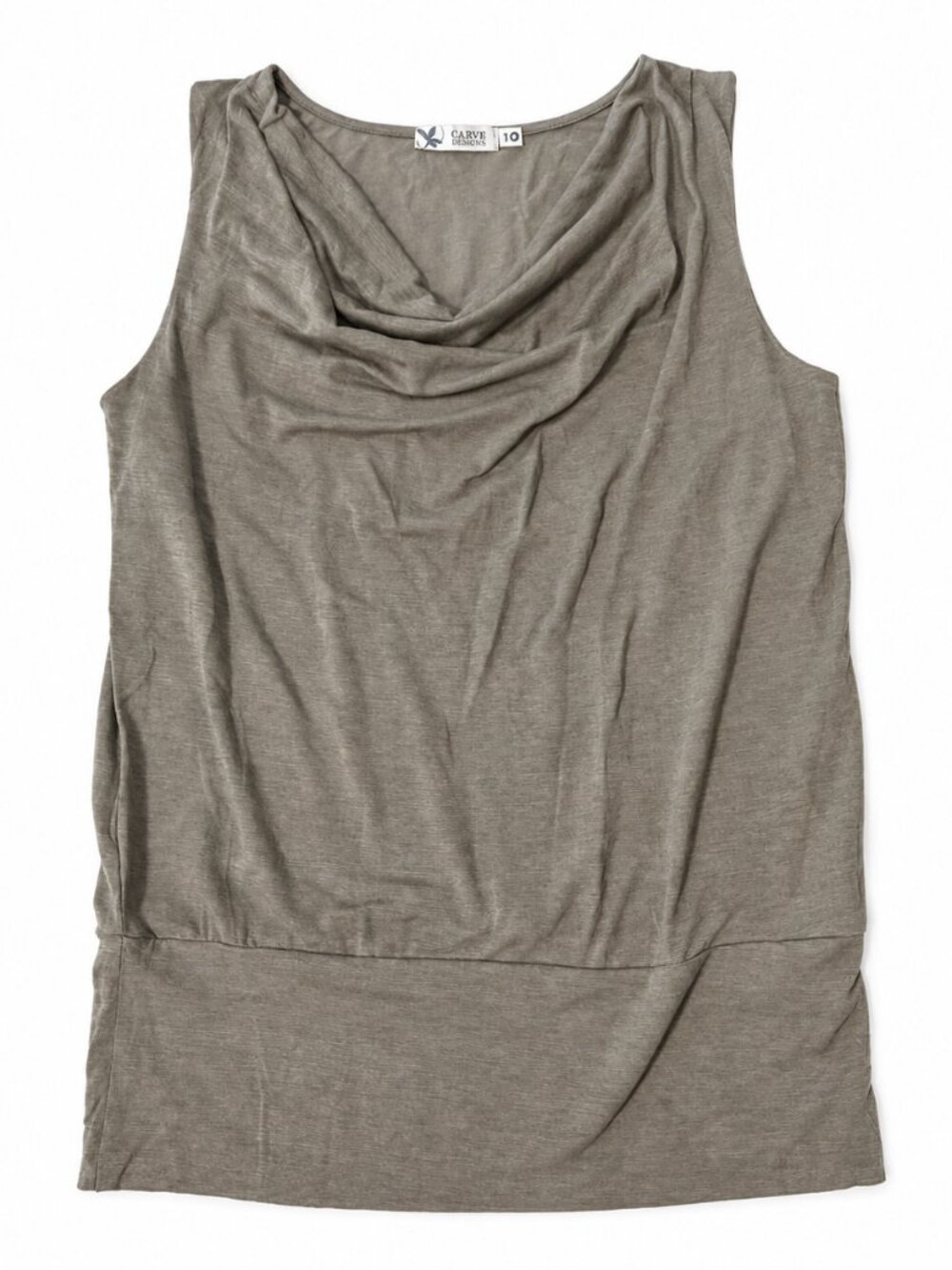 Carve Designs Gray Cowl Neck Sleeveless Banded Hem Top XS